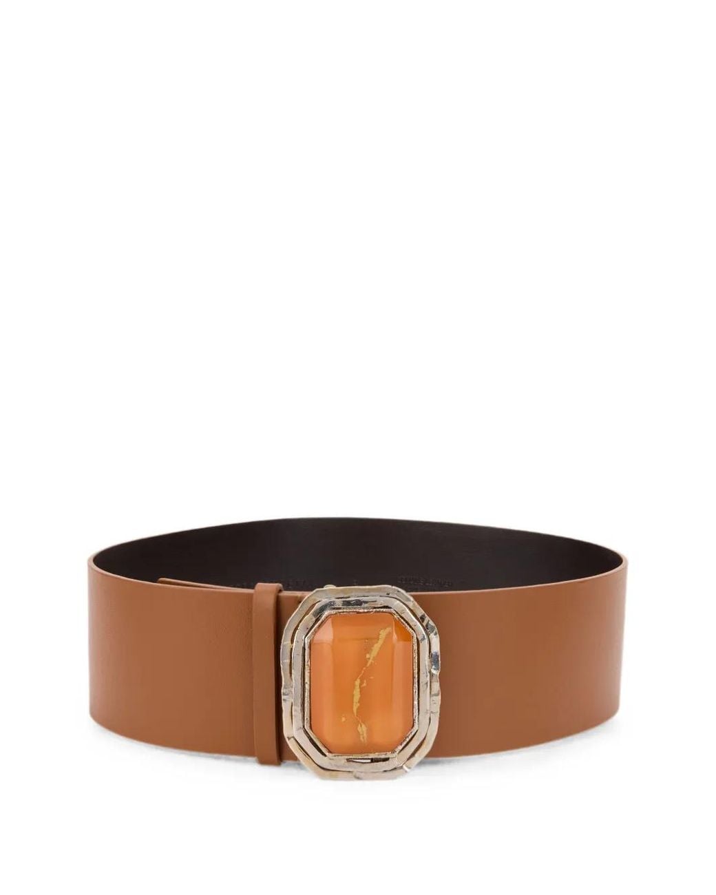 Alberta Ferretti Brown Embellished-Buckle Leather Belt