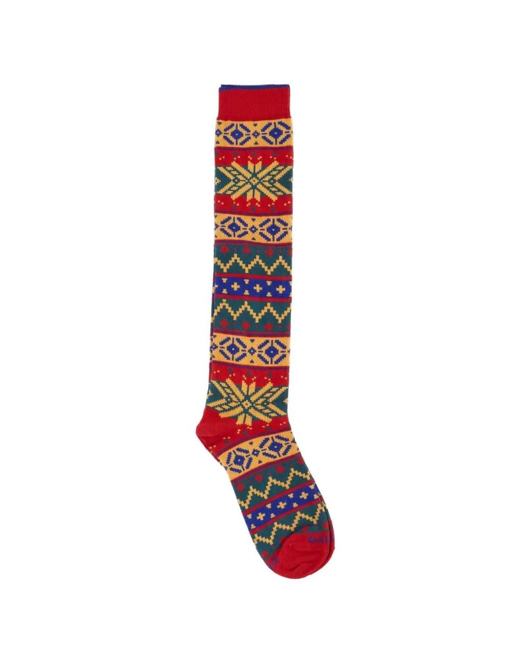Gallo Red Isle-Knit Knee-High Socks for men