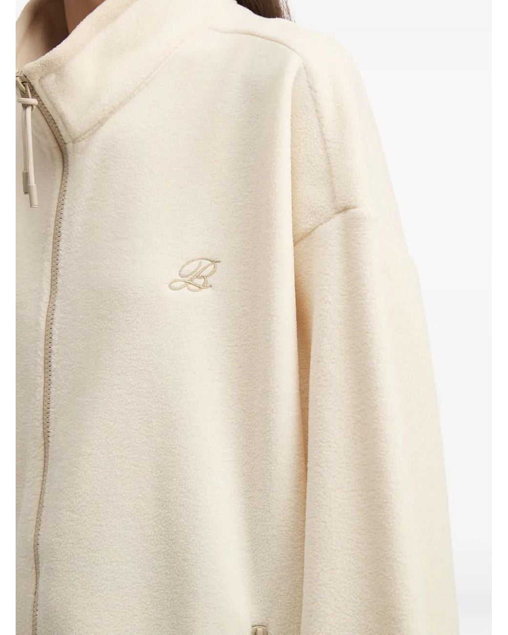 B+ AB White Zip-Up Fleece Jacket