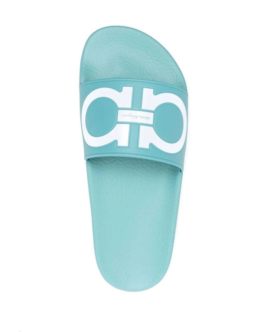 Ferragamo Green Groovy Dual Gancini Slides