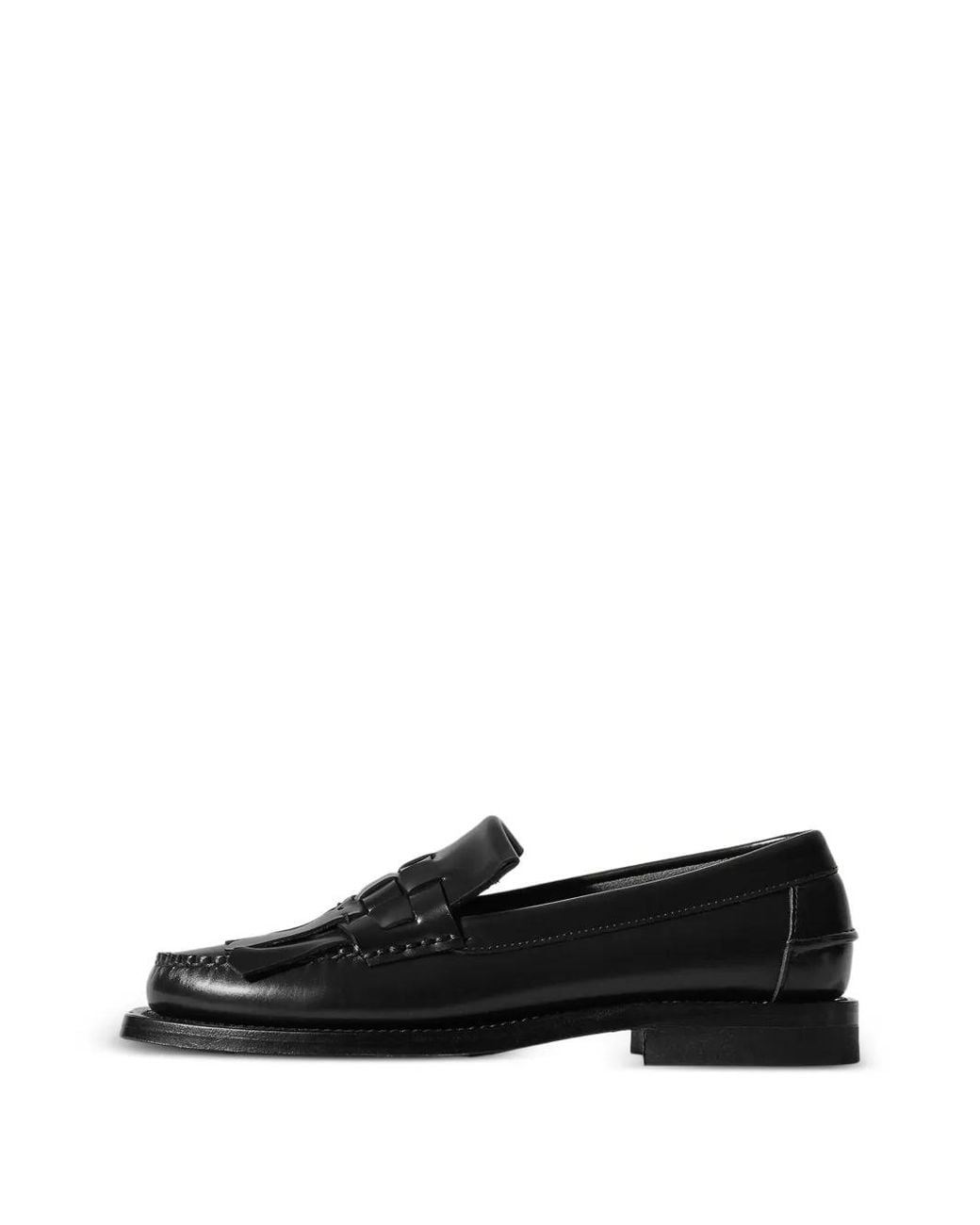 Hereu Black Interwoven Fringe-Detail Loafers for men