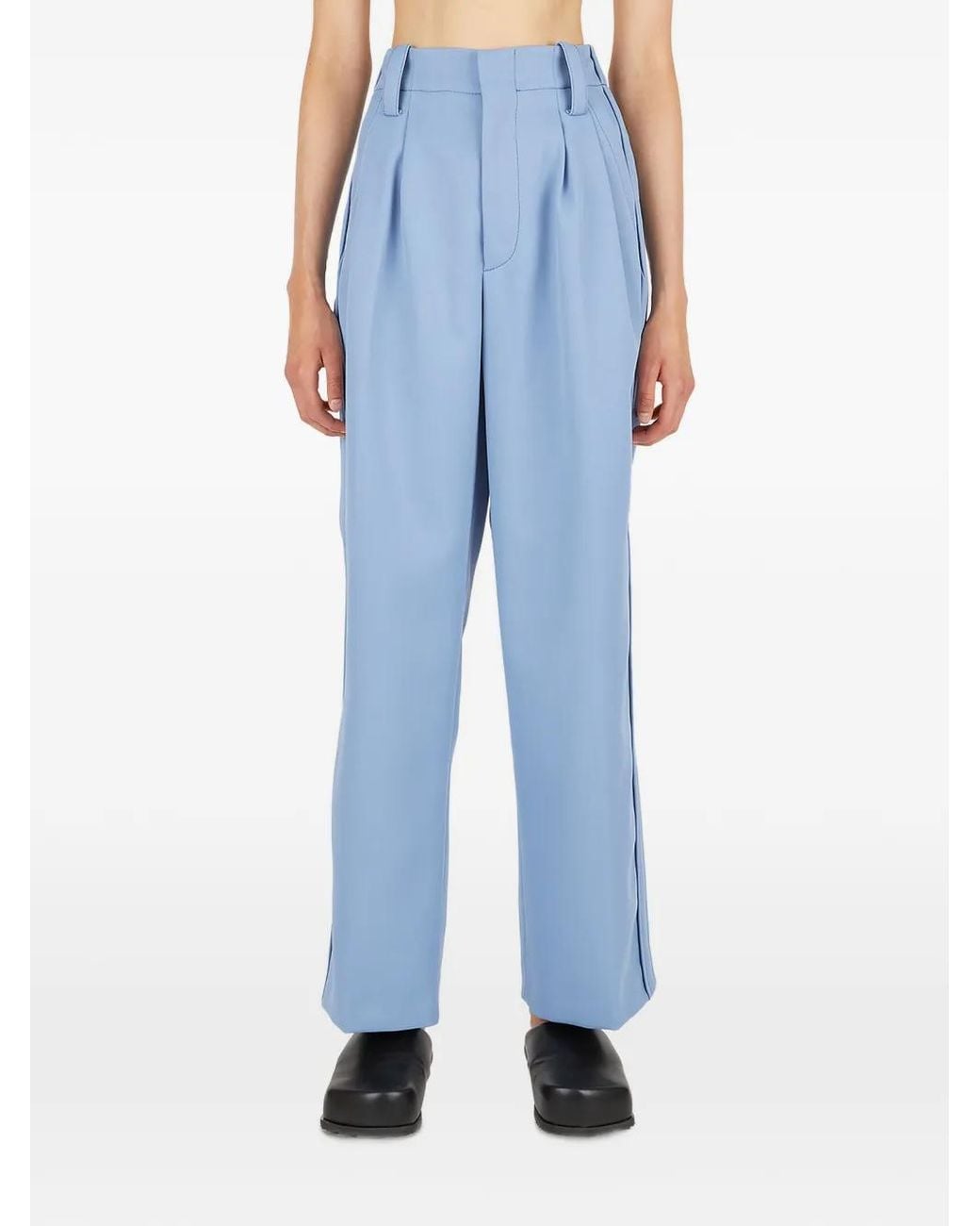 MERYLL ROGGE Blue Pleats Belt Loops Trousers