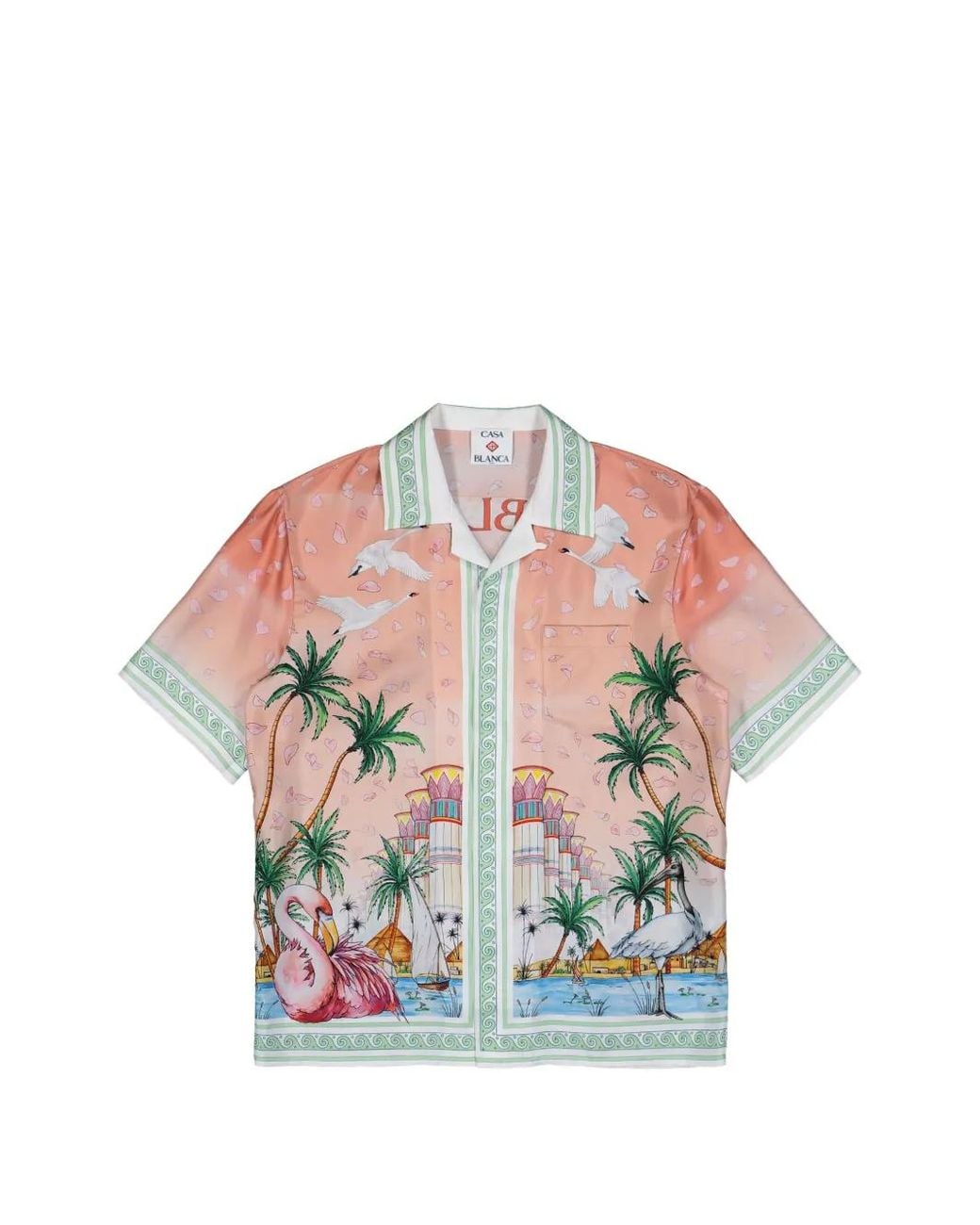 Casablanca Gray Cuban Collar Short-Sleeve Shirt for men