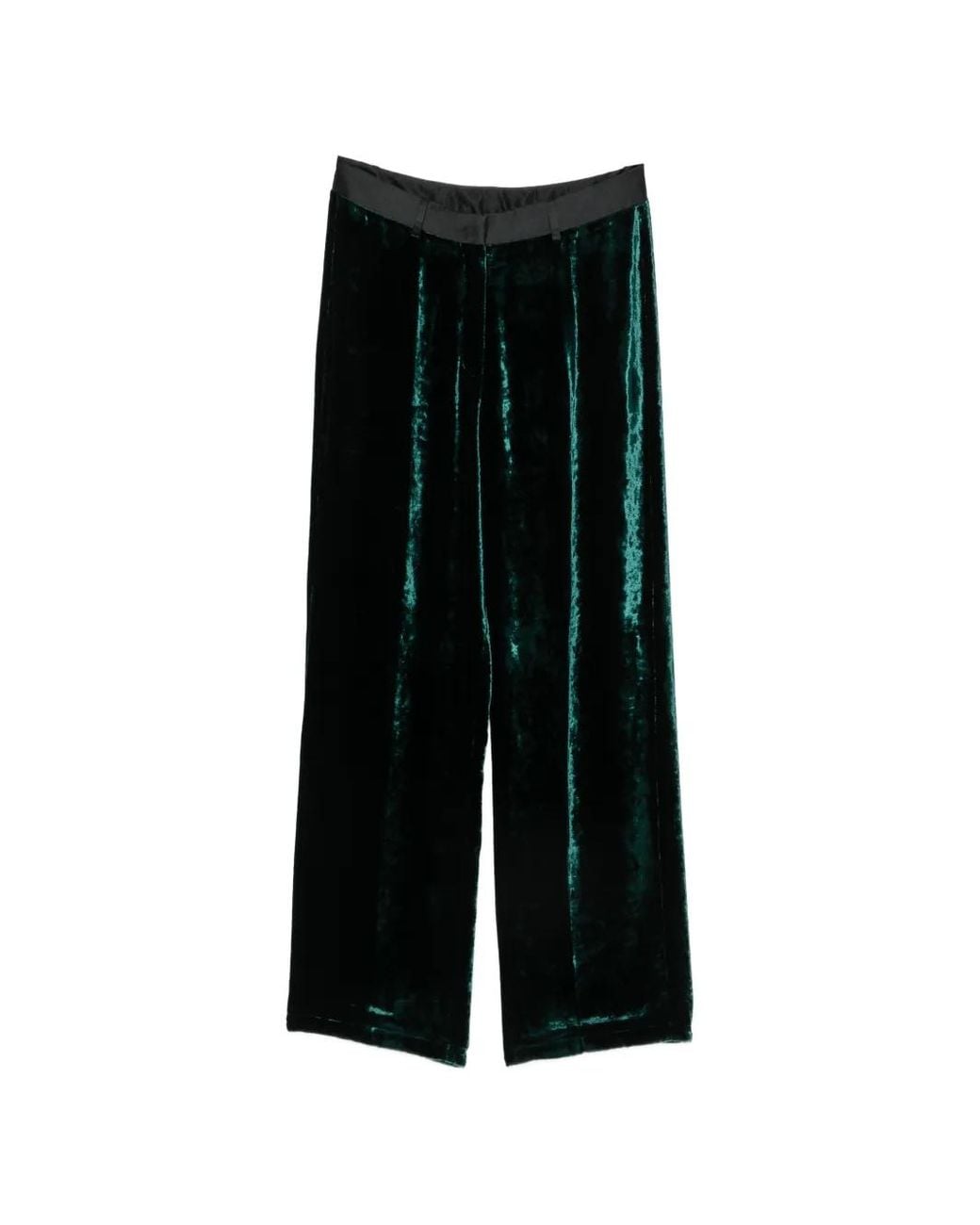 Forte_forte Black Crushed-Velvet Wide-Leg Trousers