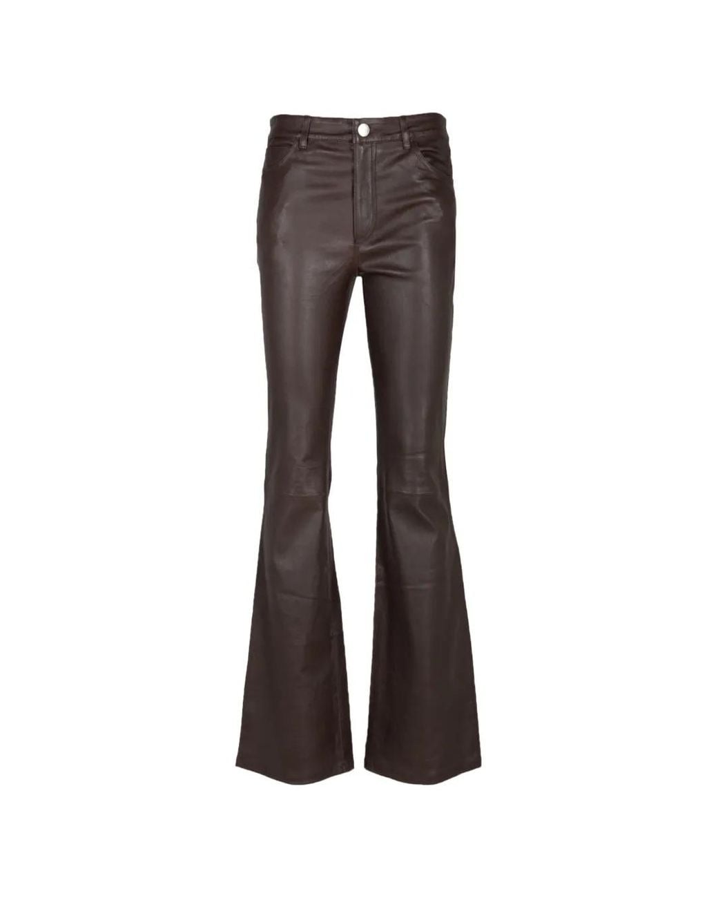 SPRWMN Gray Flared Leather Trousers
