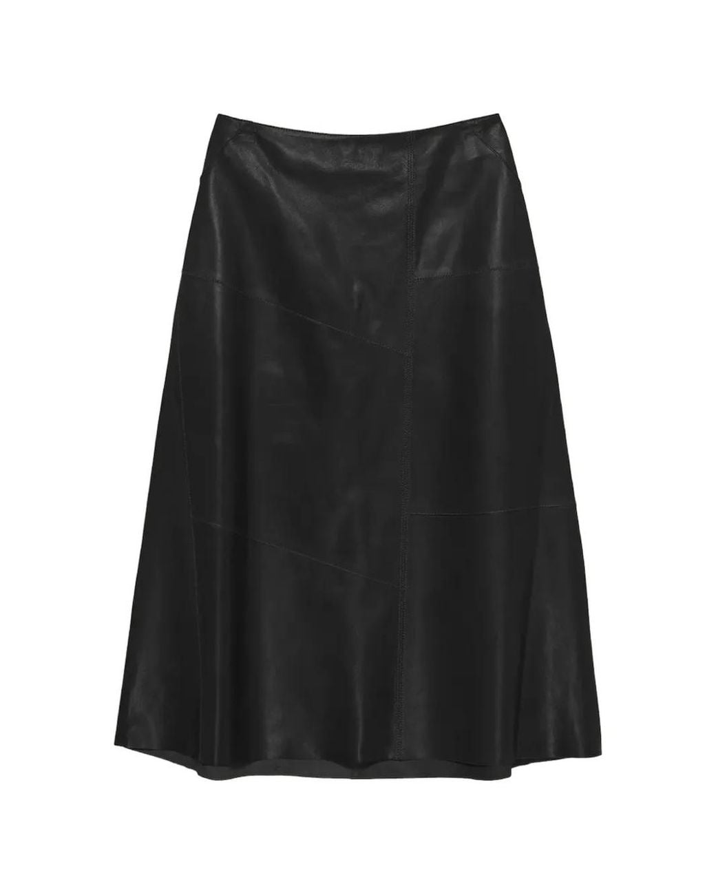 Arma Black Vayenne Panelled Leather A-Line Midi Skirt