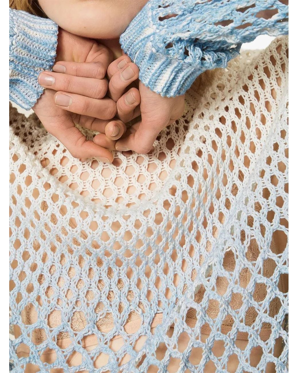 Twinset Blue X Myfo Openwork Jumper With Gradual Print