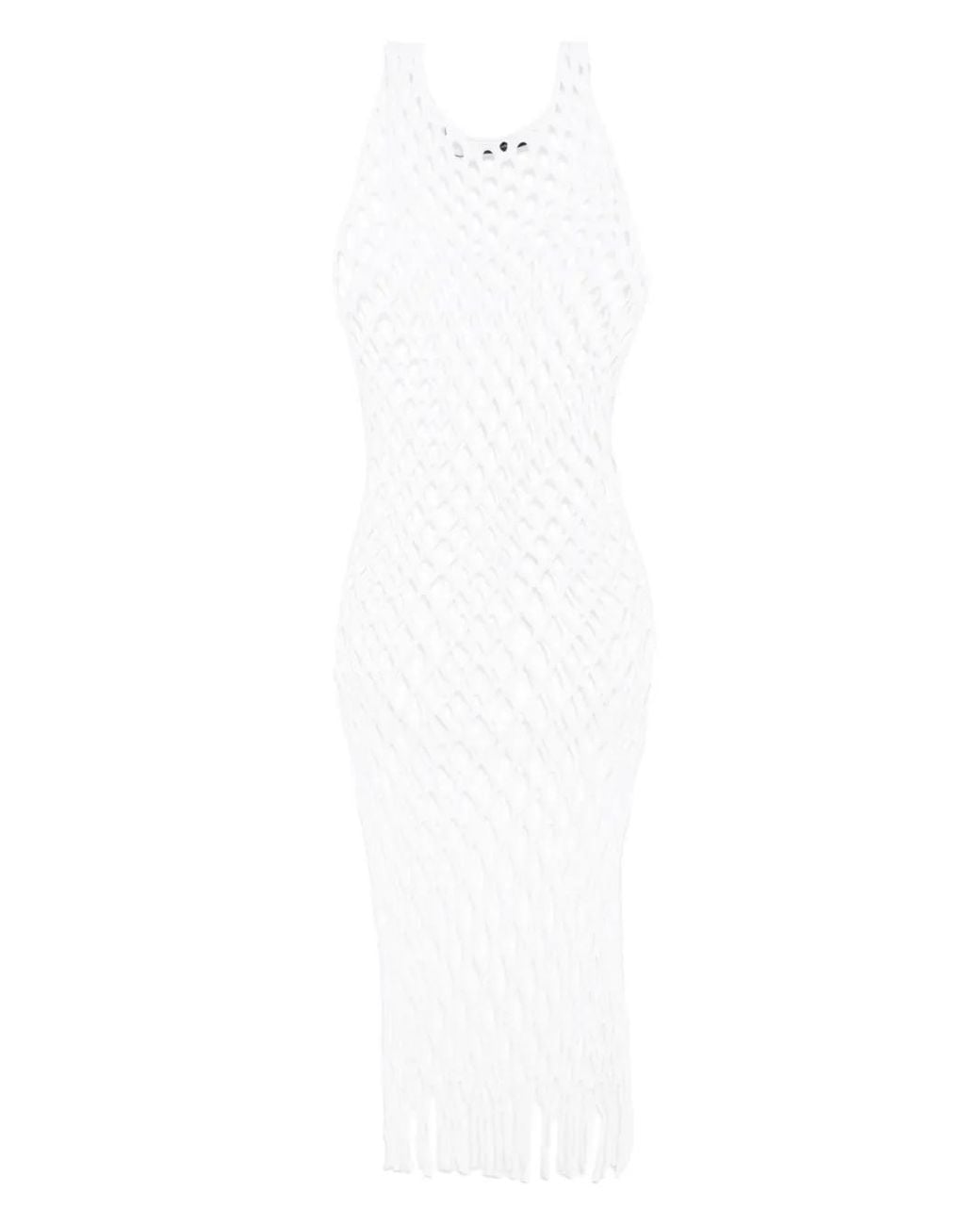 Christopher Esber White Knitted Mesh Tank Dress