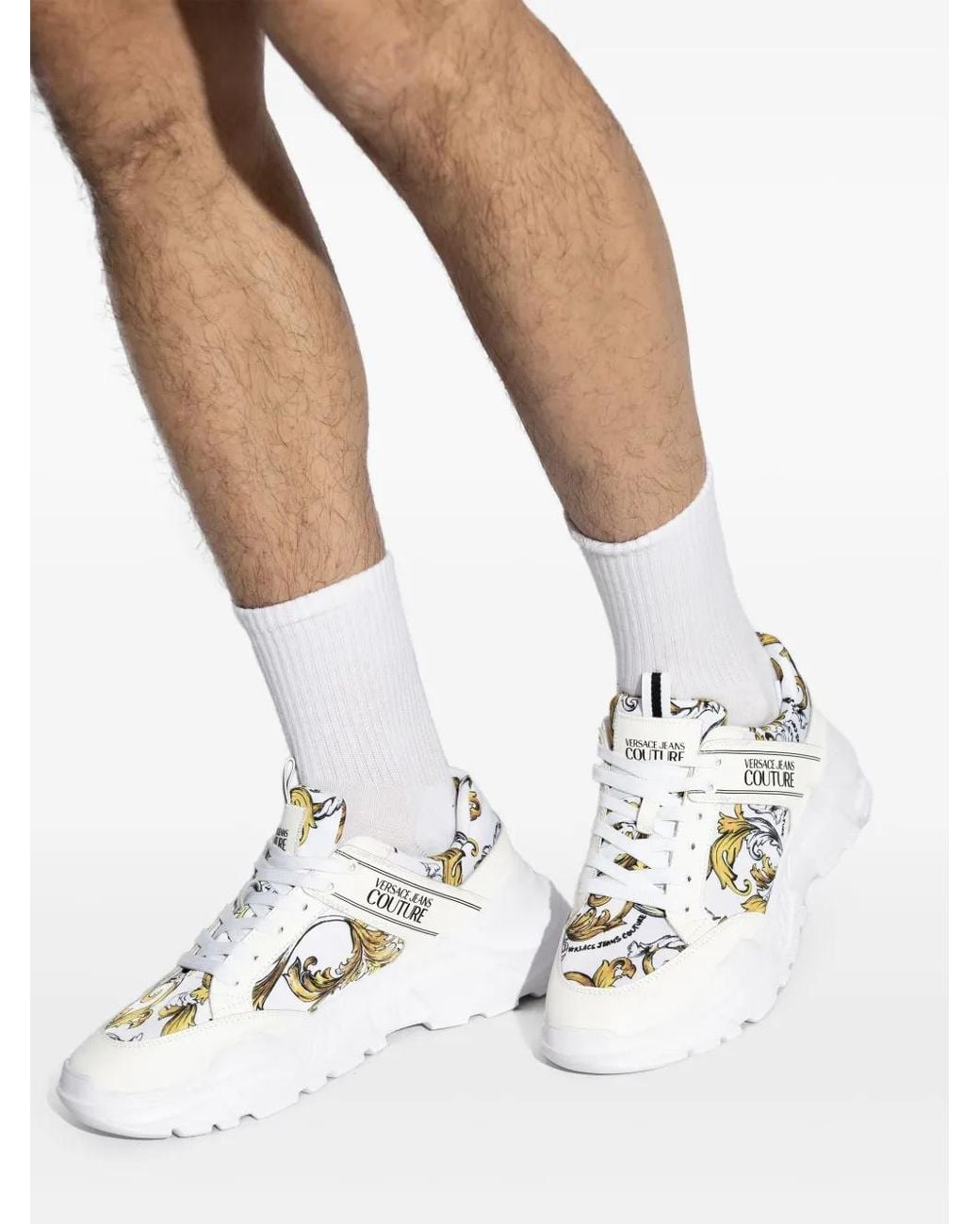 Versace Jeans Couture White Barocco Sneakers for men