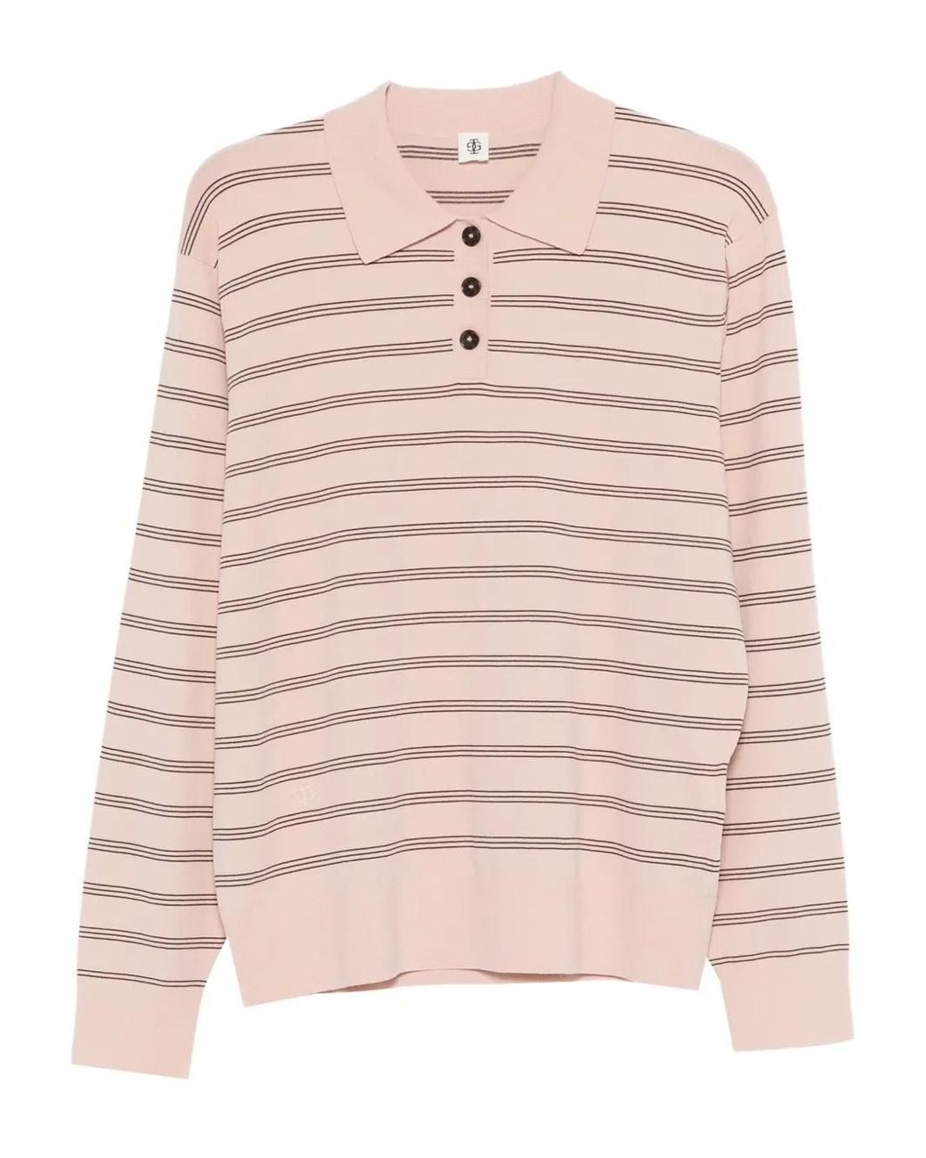 THE GARMENT Pink Madison Striped Polo Top