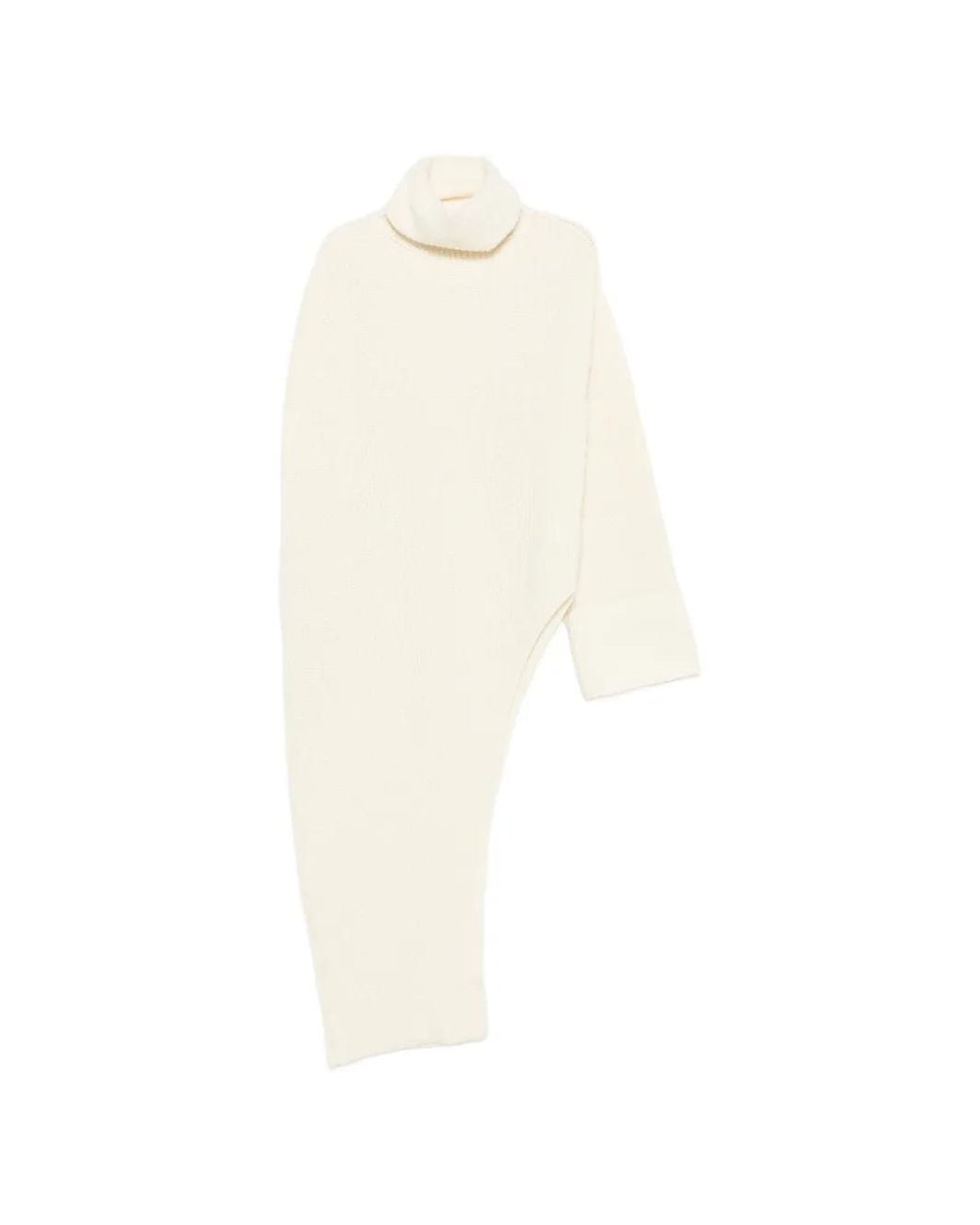 Thelatest White Asymmetric Ribbed-Knit Sweater