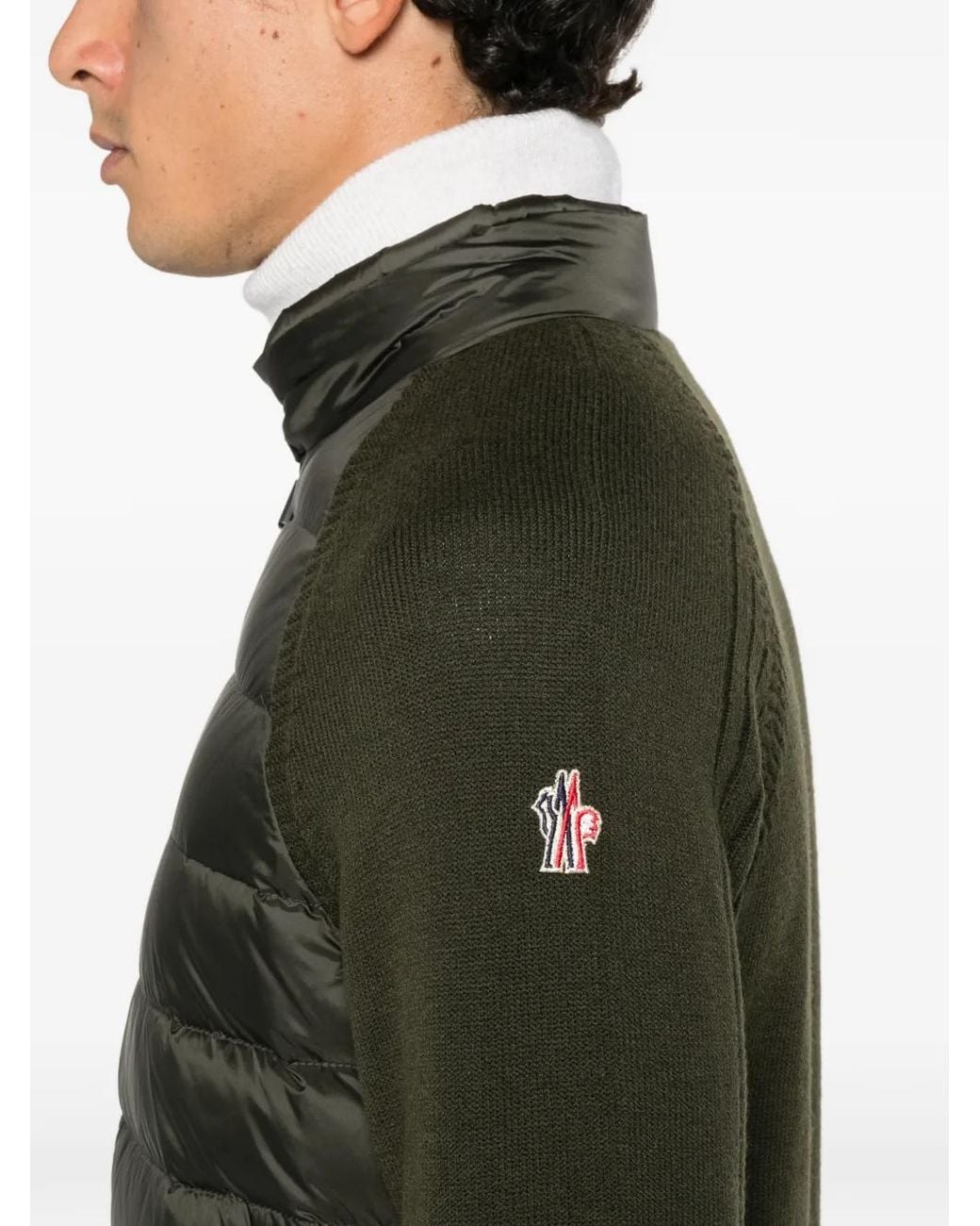 Moncler Green Quilted-Panel Padded Jacket for men