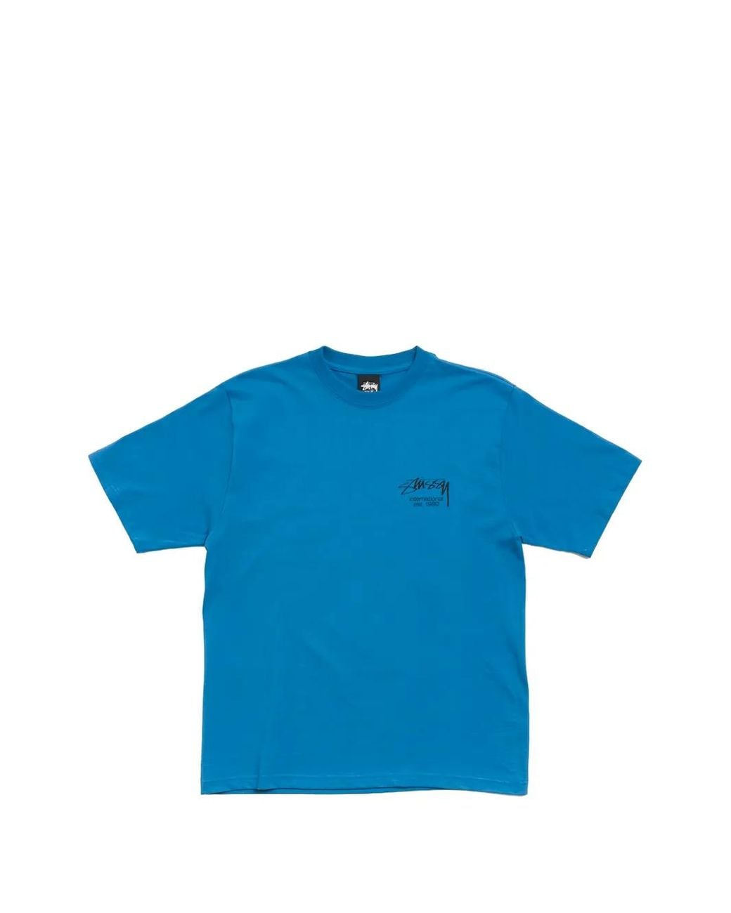 Stussy Blue Dice-Print Logo-Print T-Shirt