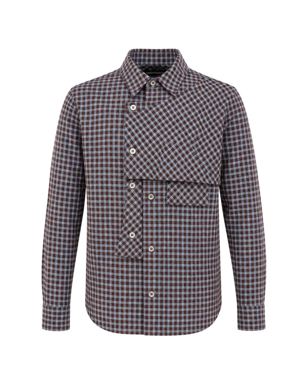 ANDERSSON BELL Blue Maey Check Layered Shirt for men