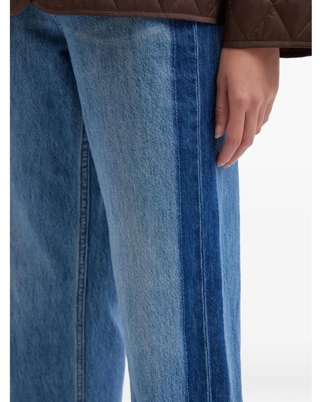 Rag & Bone Blue Shea Panel Straight-Leg Jeans