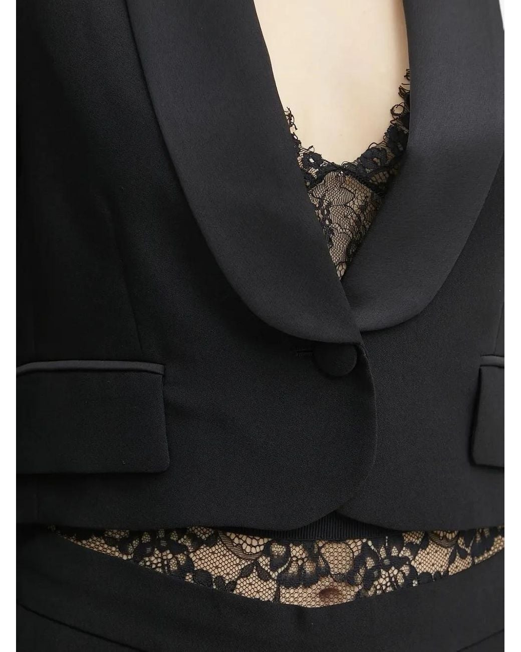 ERMANNO FIRENZE サテンラペルジャケット Black