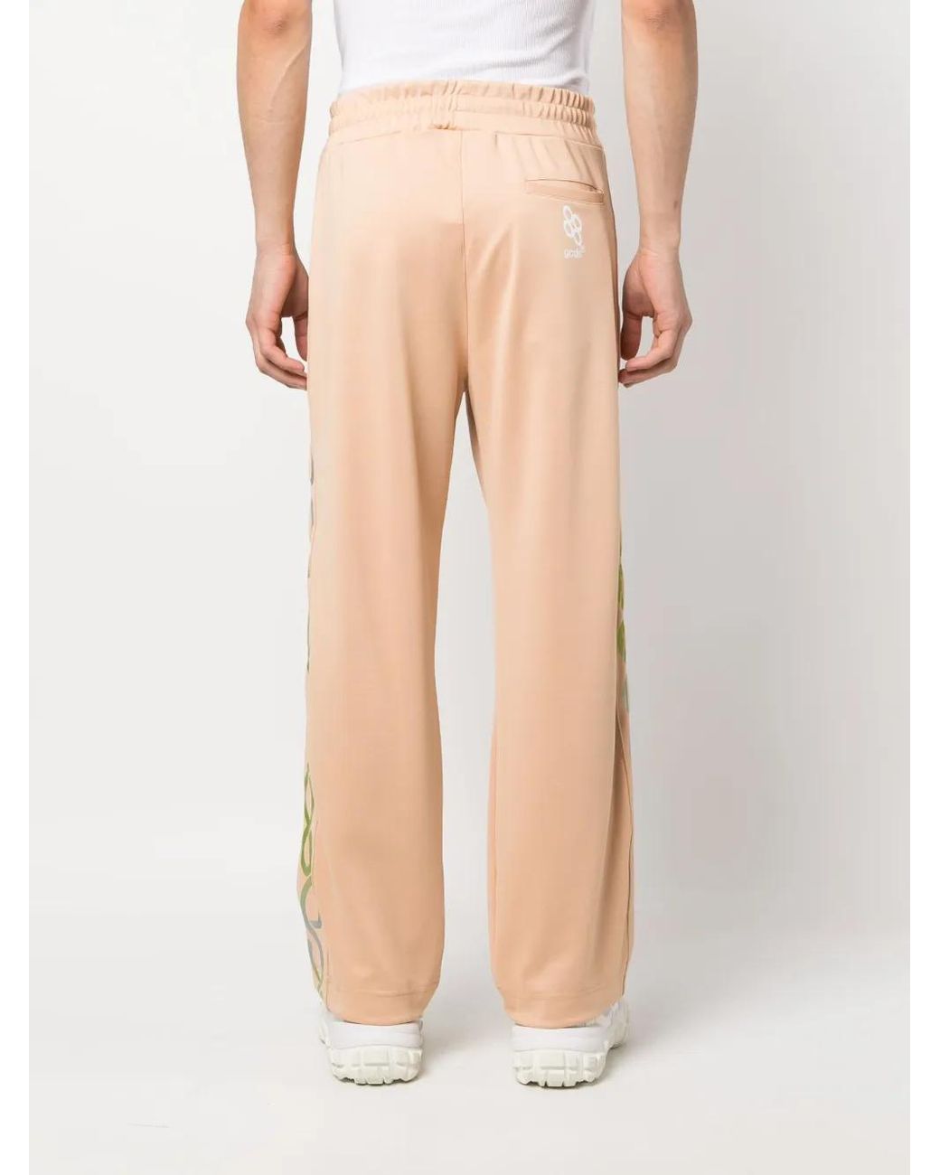 Gcds Natural Logo-Print Track Trousers for men