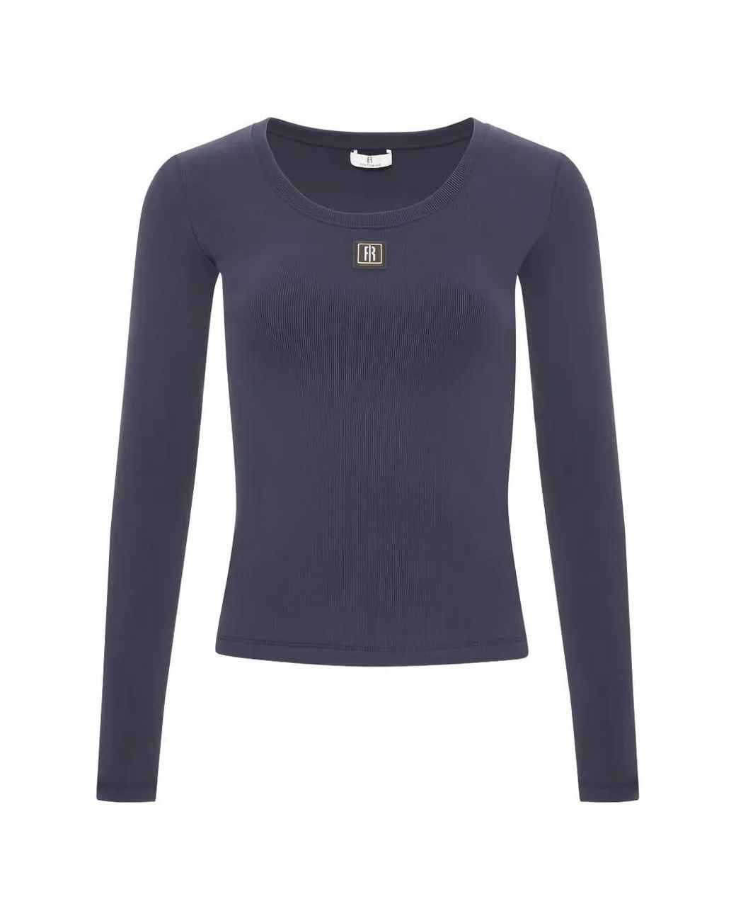 Fracomina Blue Ribbed Long-Sleeve T-Shirt