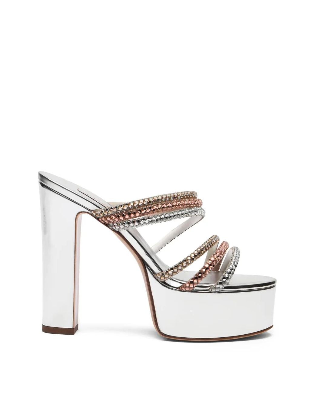Casadei White Patty Andromeda Platform Embellished Sandals