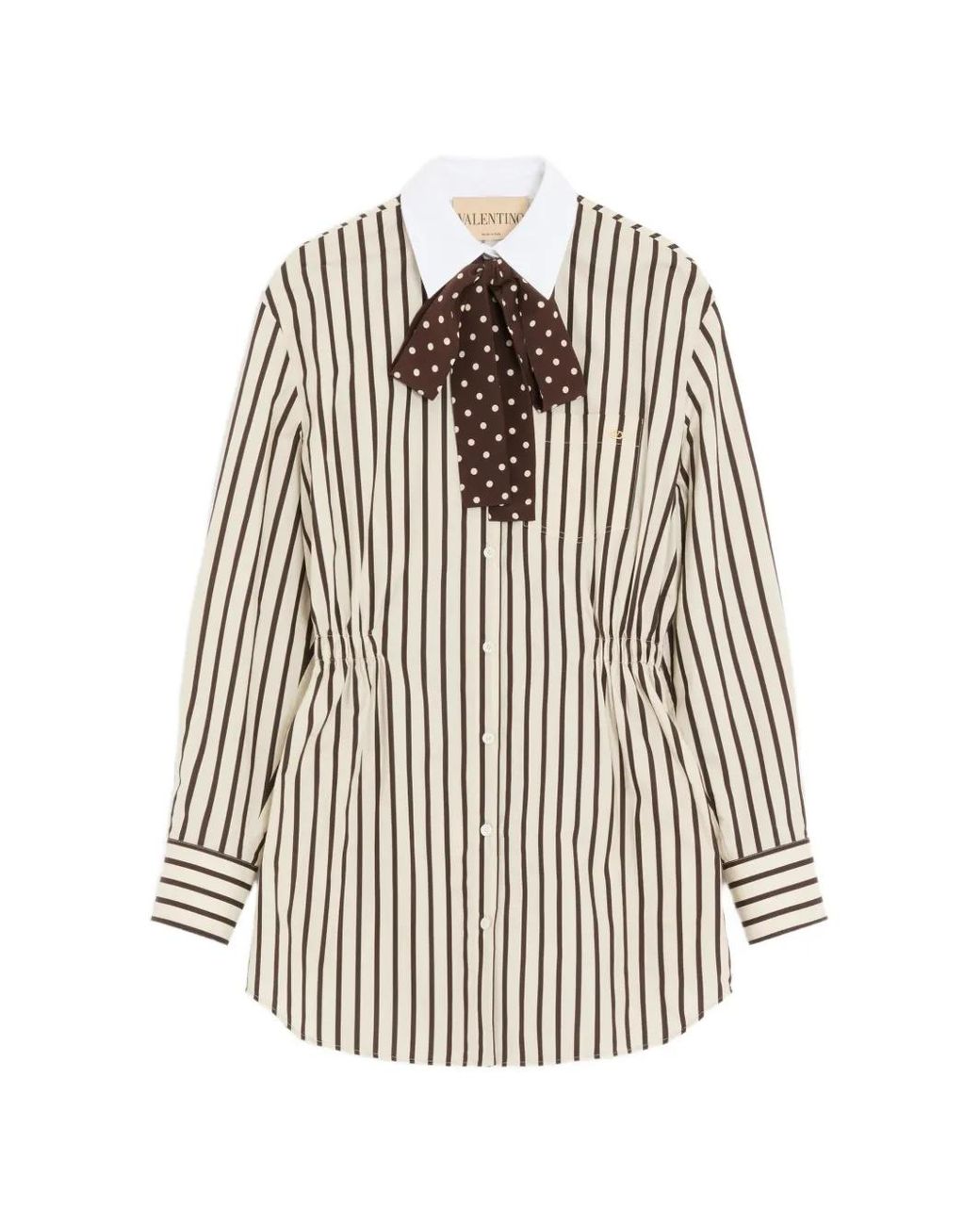Valentino Garavani White Robe Courte En Popeline À Rayures