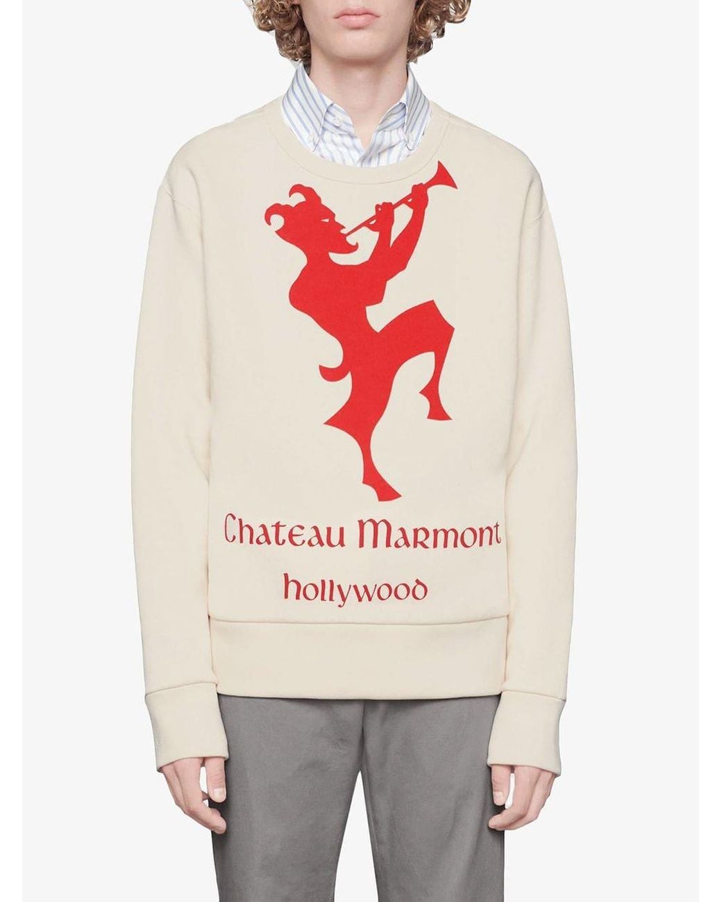 Gucci Sweatshirt With Chateau Marmont Print in White for Men | Lyst