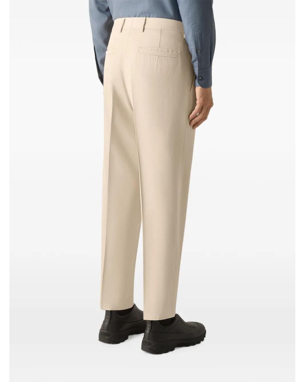 Zegna Natural Cotton And Wool Trousers for men