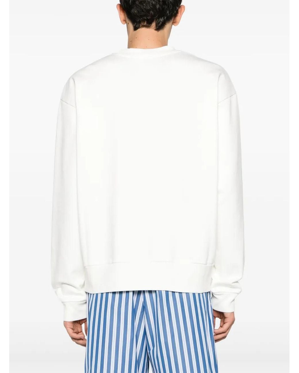 Marni White Logo-Print Cotton Sweatshirt for men