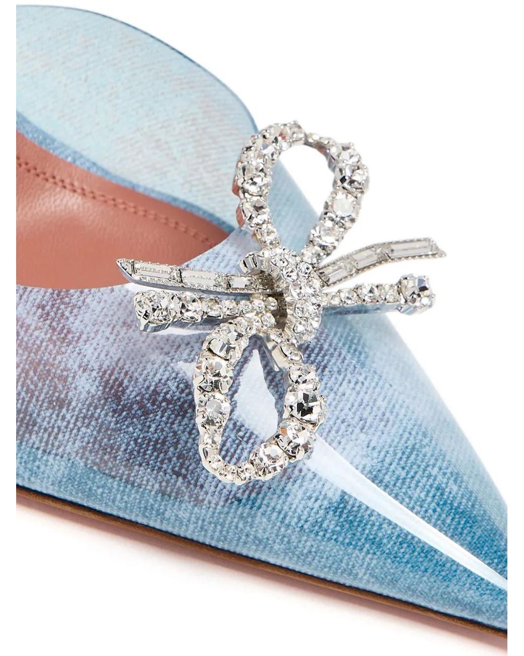 AMINA MUADDI Blue 95Mm Bow-Detail Pumps