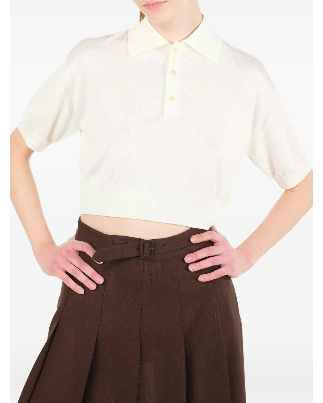 Polo Crop di Auralee in White