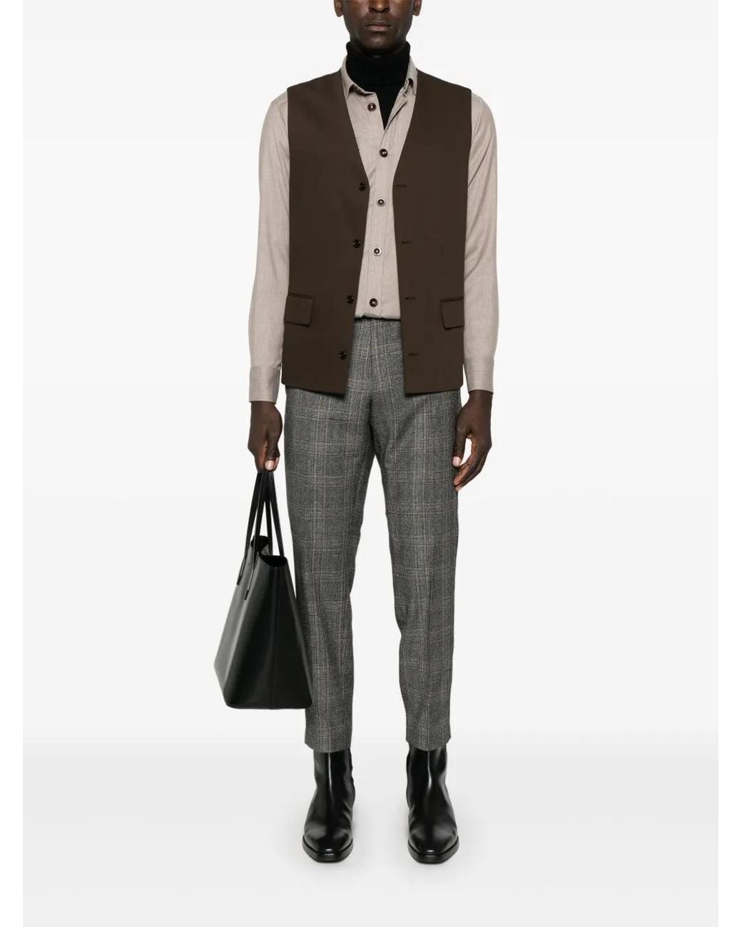 PT Torino Gray Checked Trousers for men