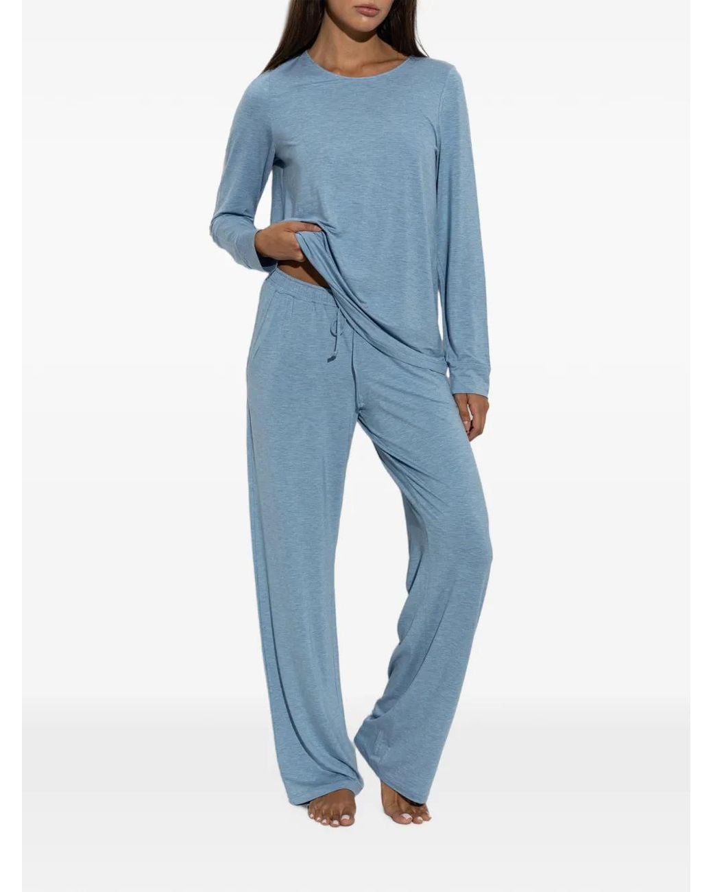Hanro Blue Pantalon Natural Elegance À Lien De Resserrage
