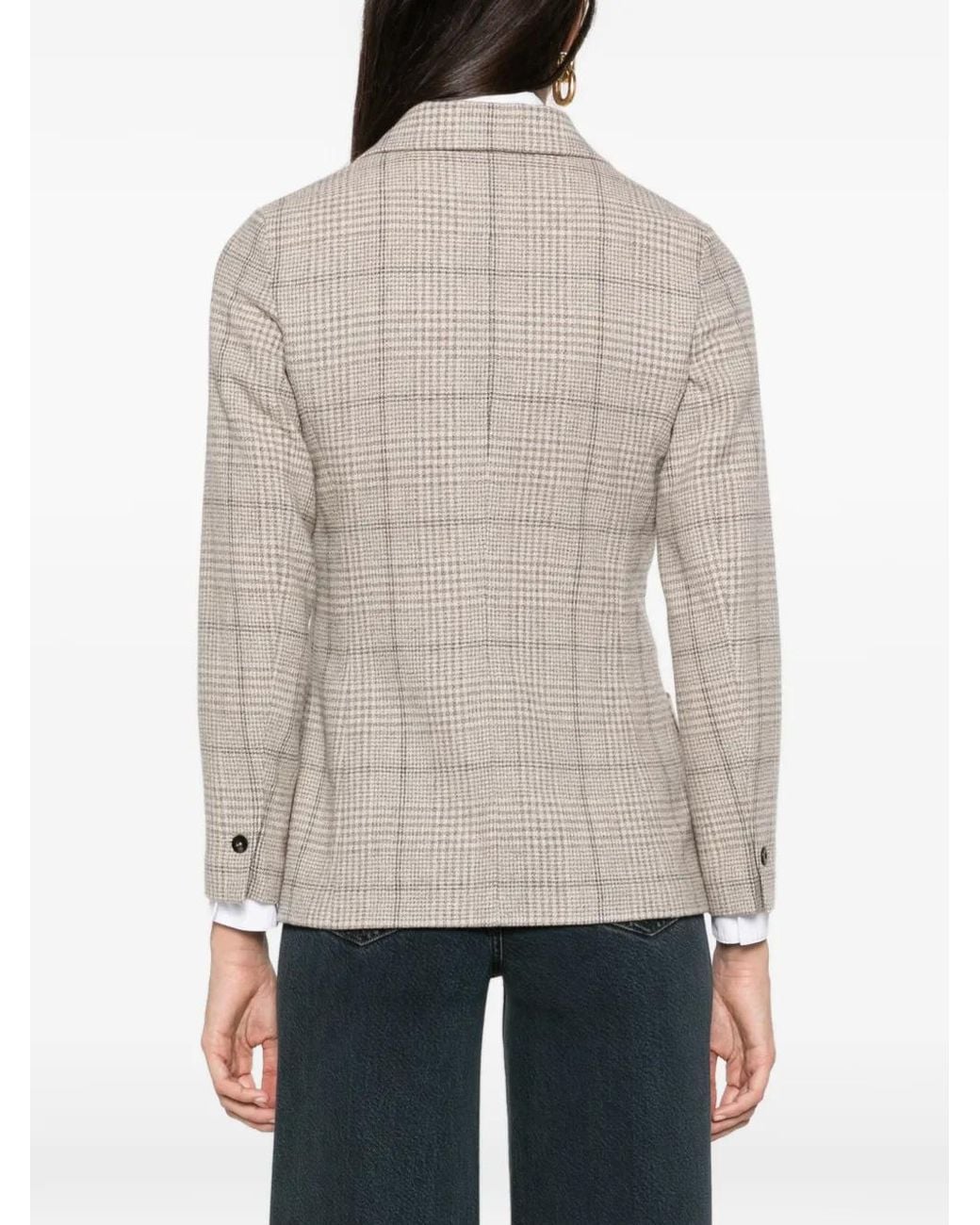 Circolo 1901 Natural Check-Pattern Wool Blazer