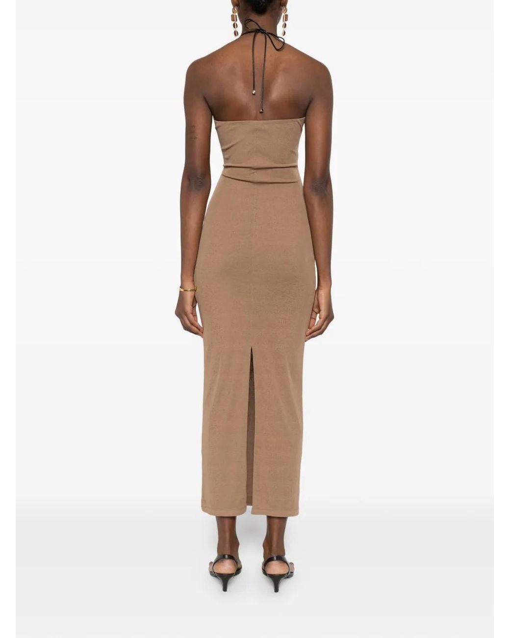 Nanushka Natural Special Strap Bandeau Midi Dress
