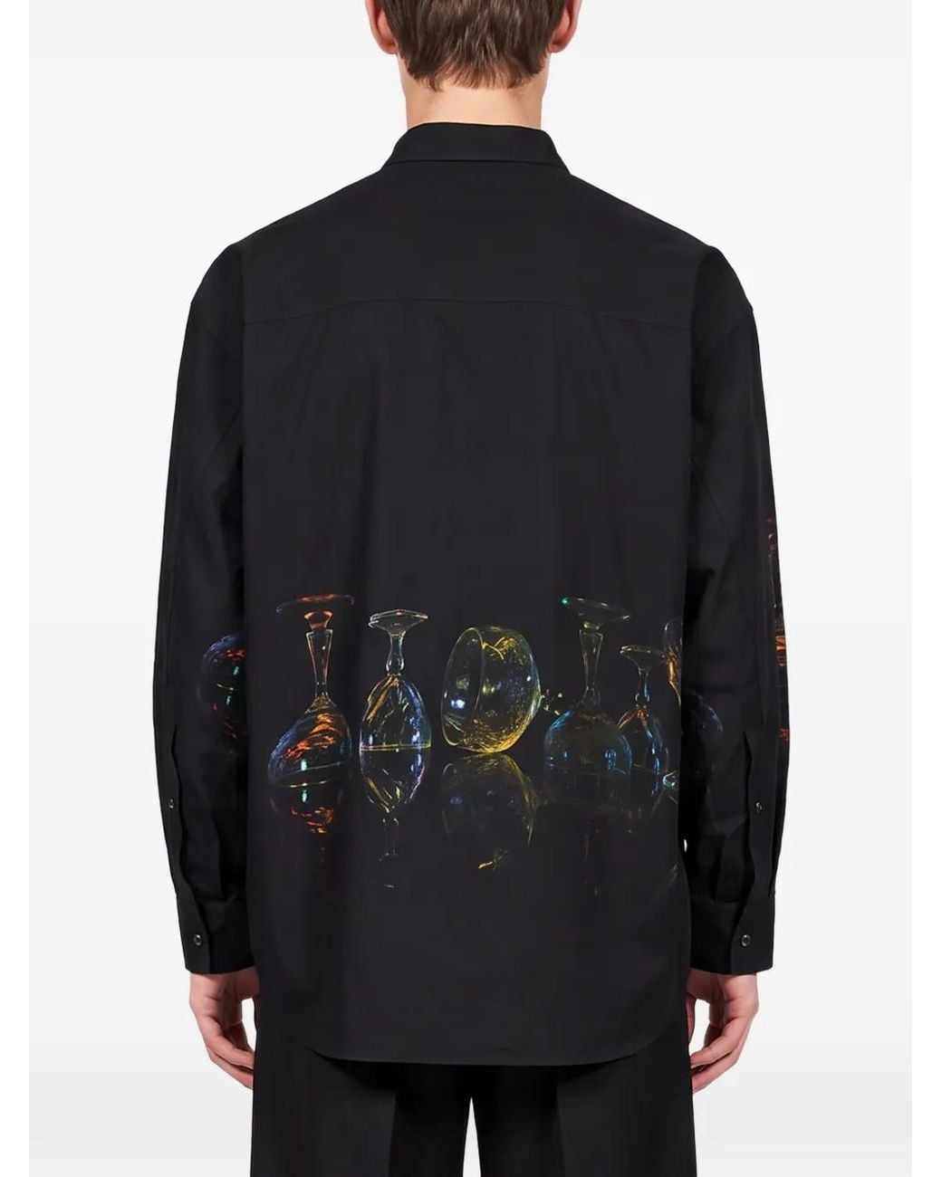 Magliano Blue Glass-Print Long-Sleeve Shirt for men