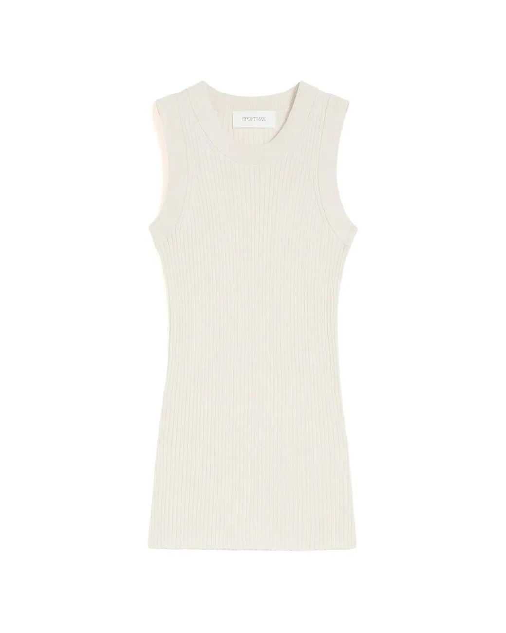 Sportmax White Ribbed Tank Top