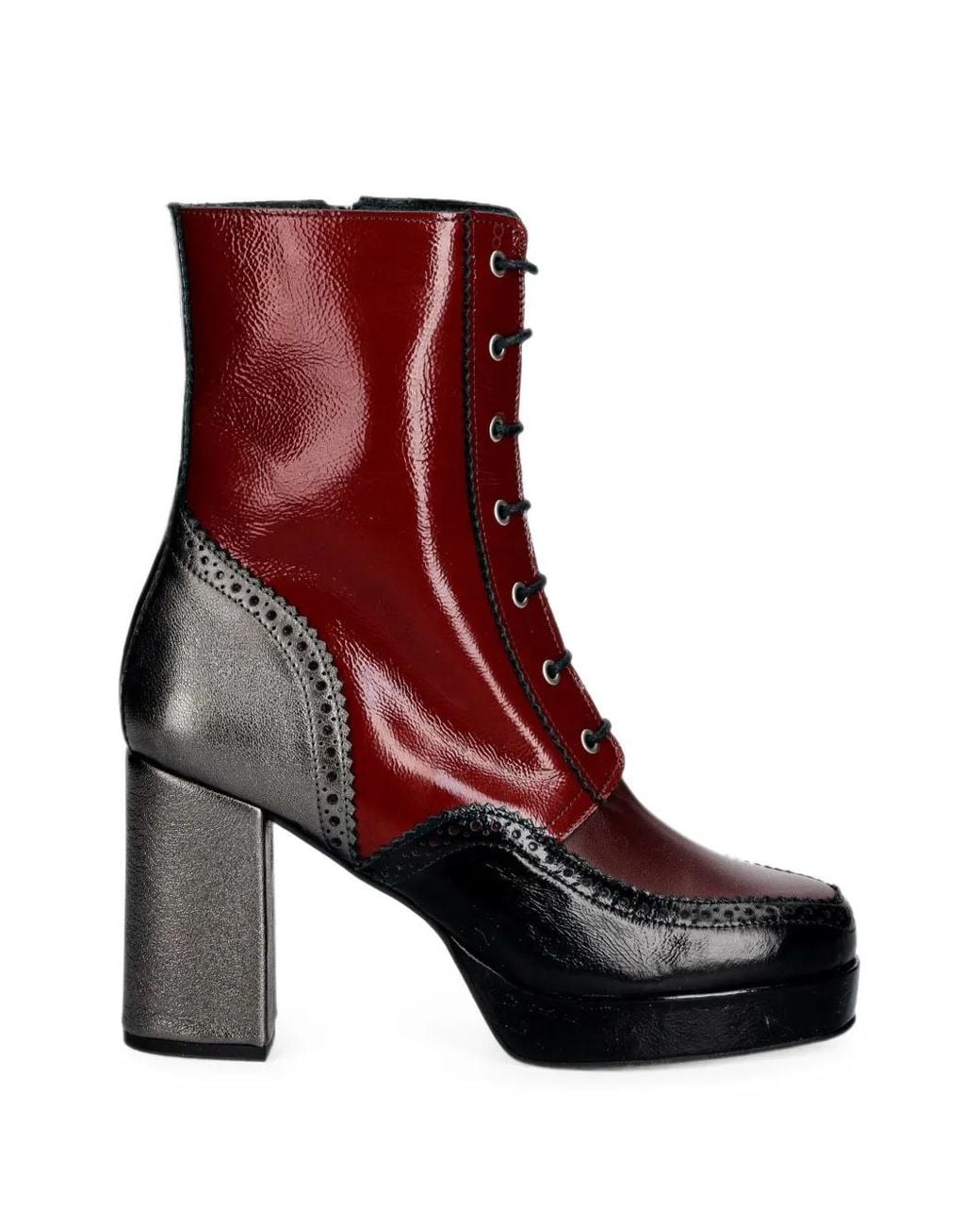 Fly London Red Brogue-Detail Lace-Up Boots