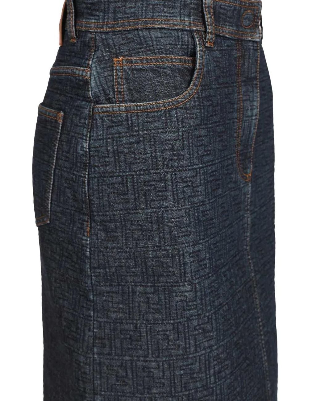 Fendi Gray Ff Denim Skirt