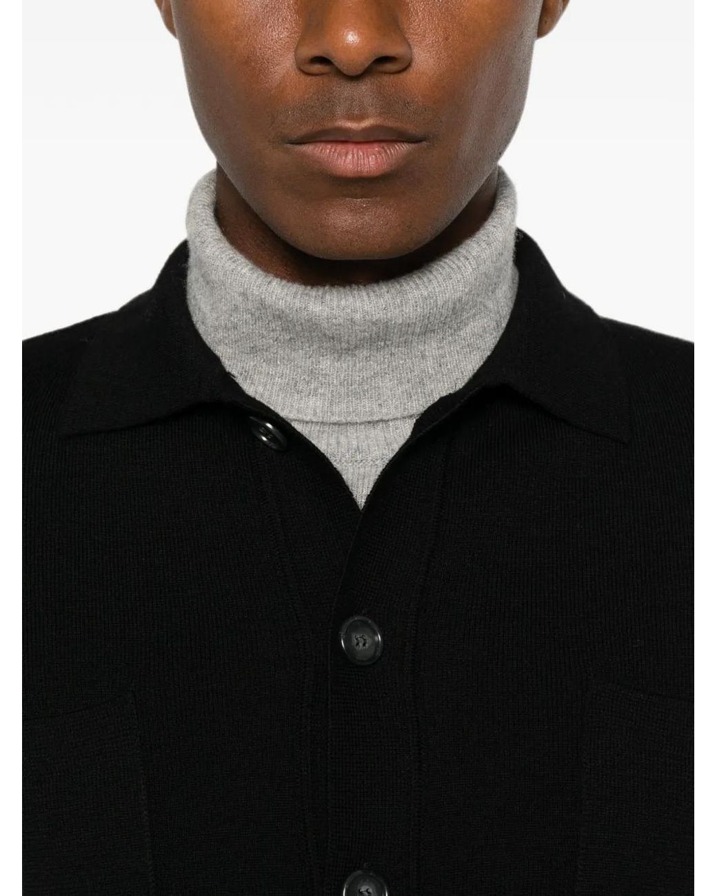 Daniele Fiesoli Black Button-Up Patch-Pocket Cardigan for men