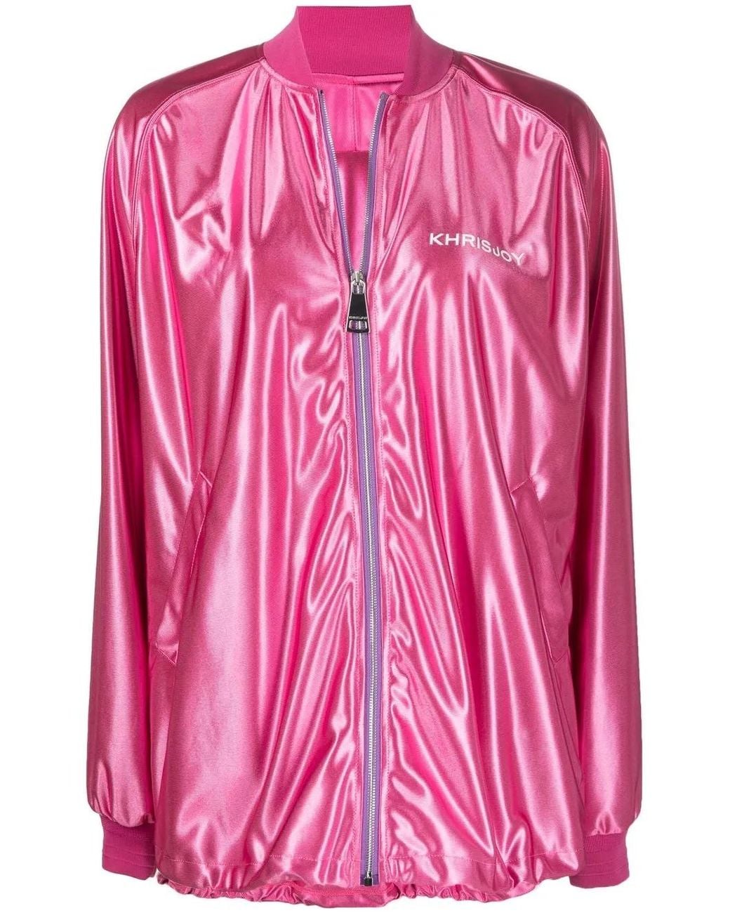 Khrisjoy Pink Logo-Print Long-Sleeve Bomber Jacket