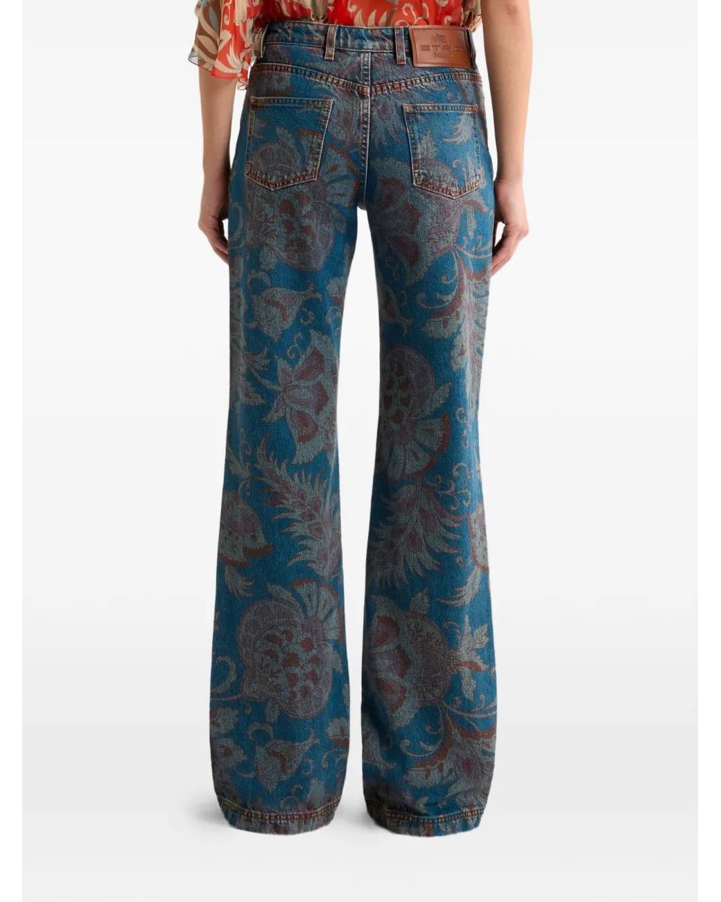 Vaqueros Acampanados Con Motivo Floral Etro de color Blue