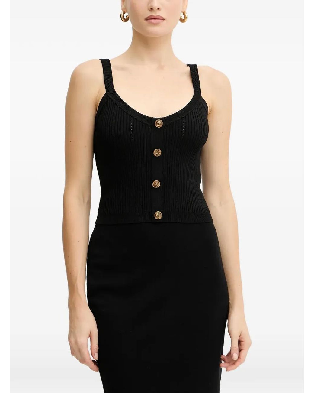 Guess Black Emmie Ribbed Top