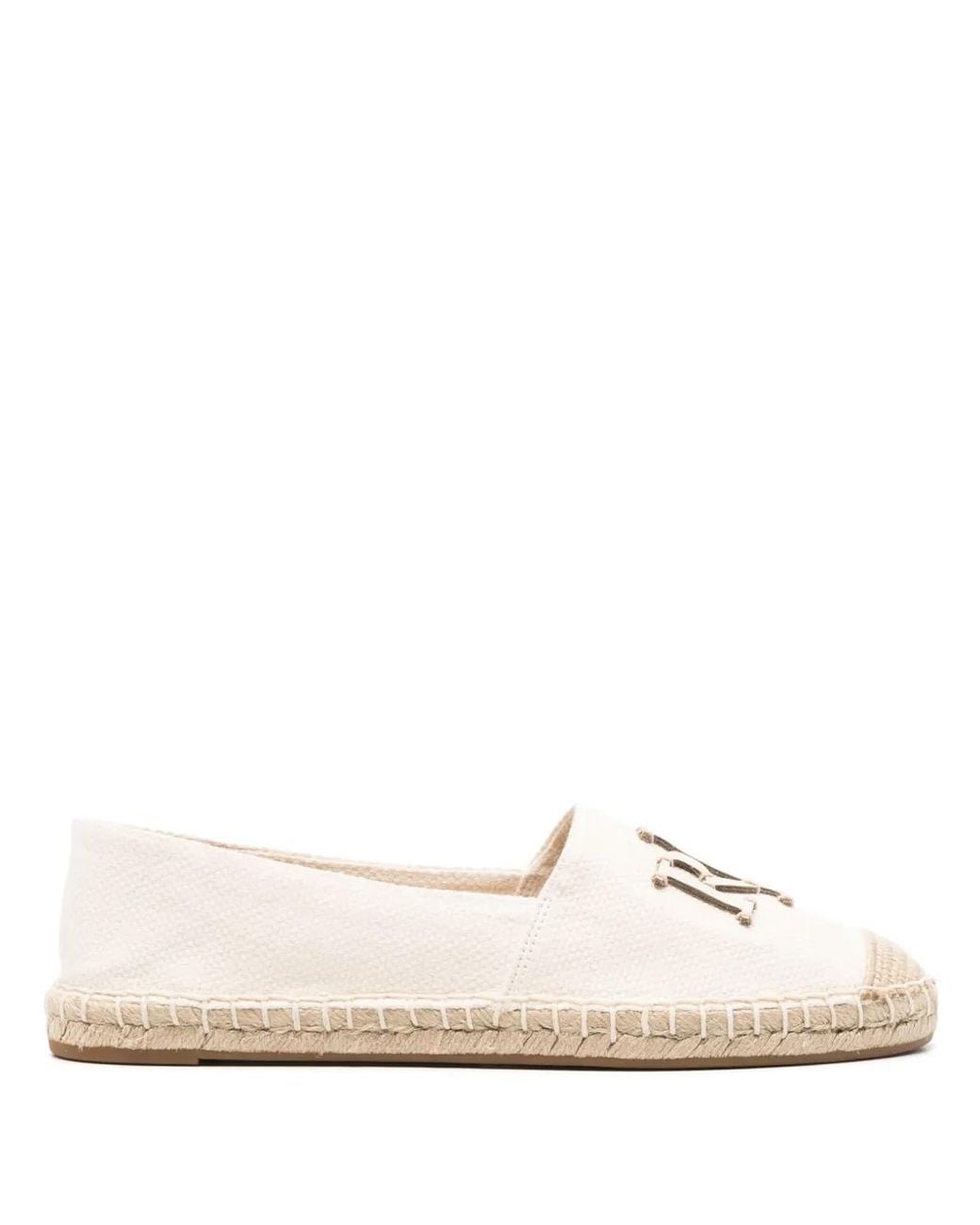 Ralph Lauren White Cameryn Logo-Plaque Espadrilles