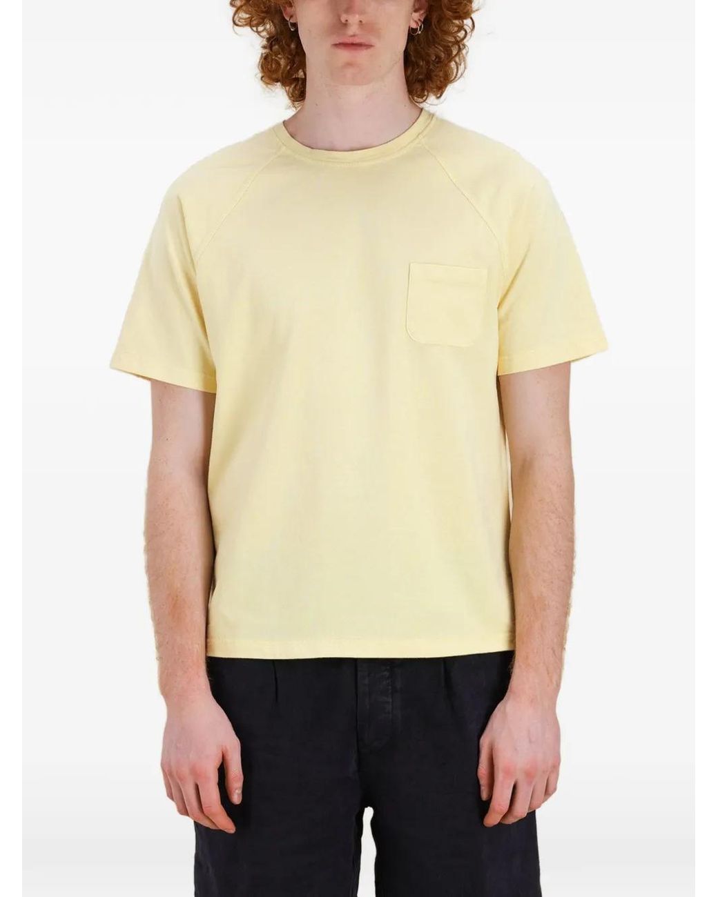 Fortela Yellow Vermont Raglan-Sleeve Pocket T-Shirt for men
