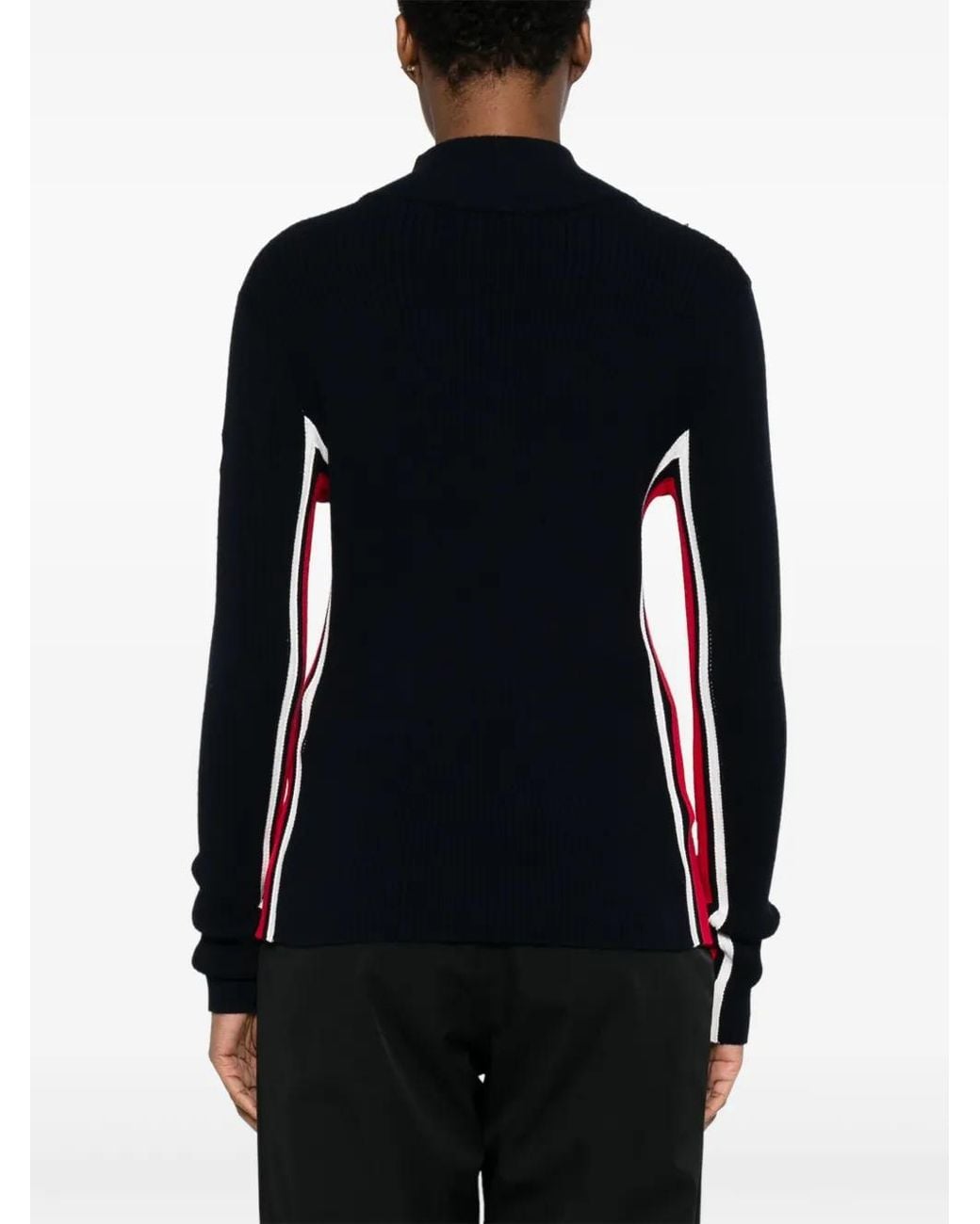Fusalp Blue Deltanao Side-Stripe Zip-Neck Sweater