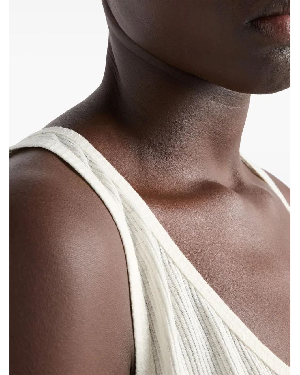 Prada White Ribbed Knit Tank Top