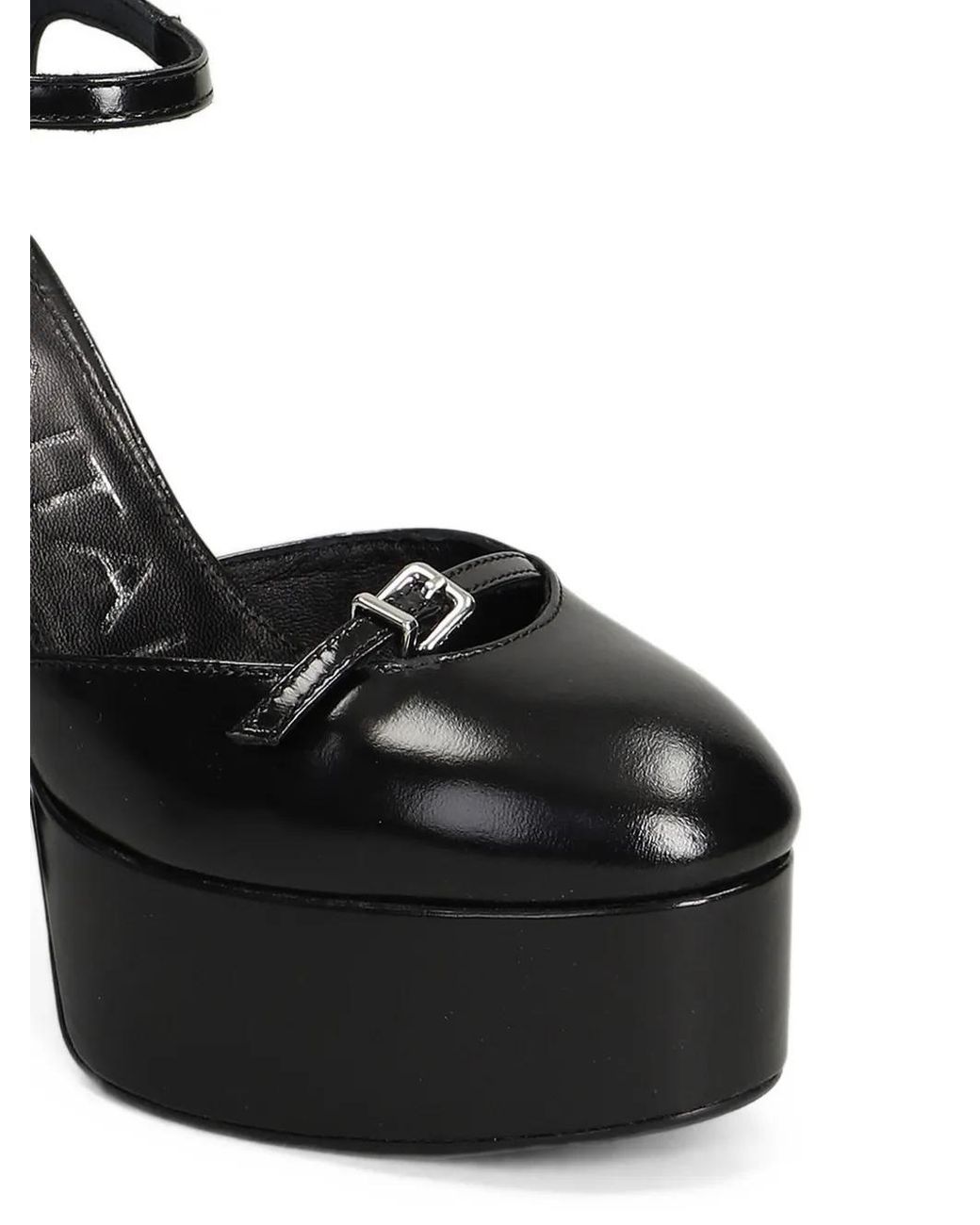 Chantal Black Buckle-Detail Platform Pumps