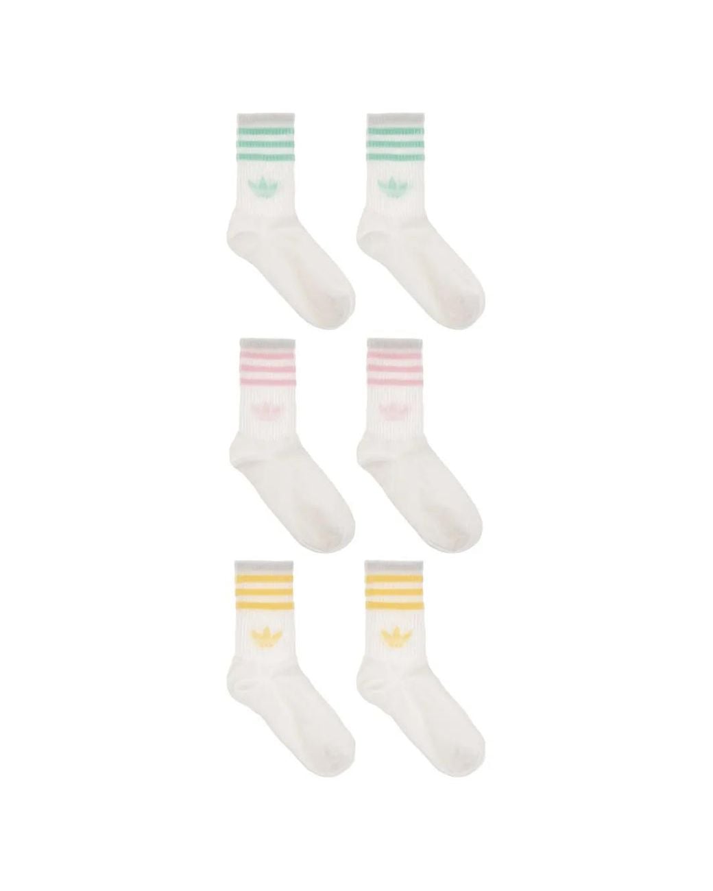 Adidas White Logo-Embroidered Striped Socks (Set Of Three)