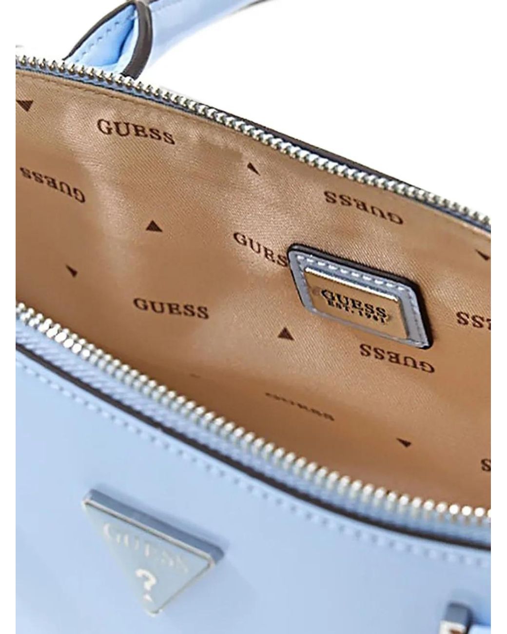 Guess Blue Sac Porté Épaule À Plaque Logo
