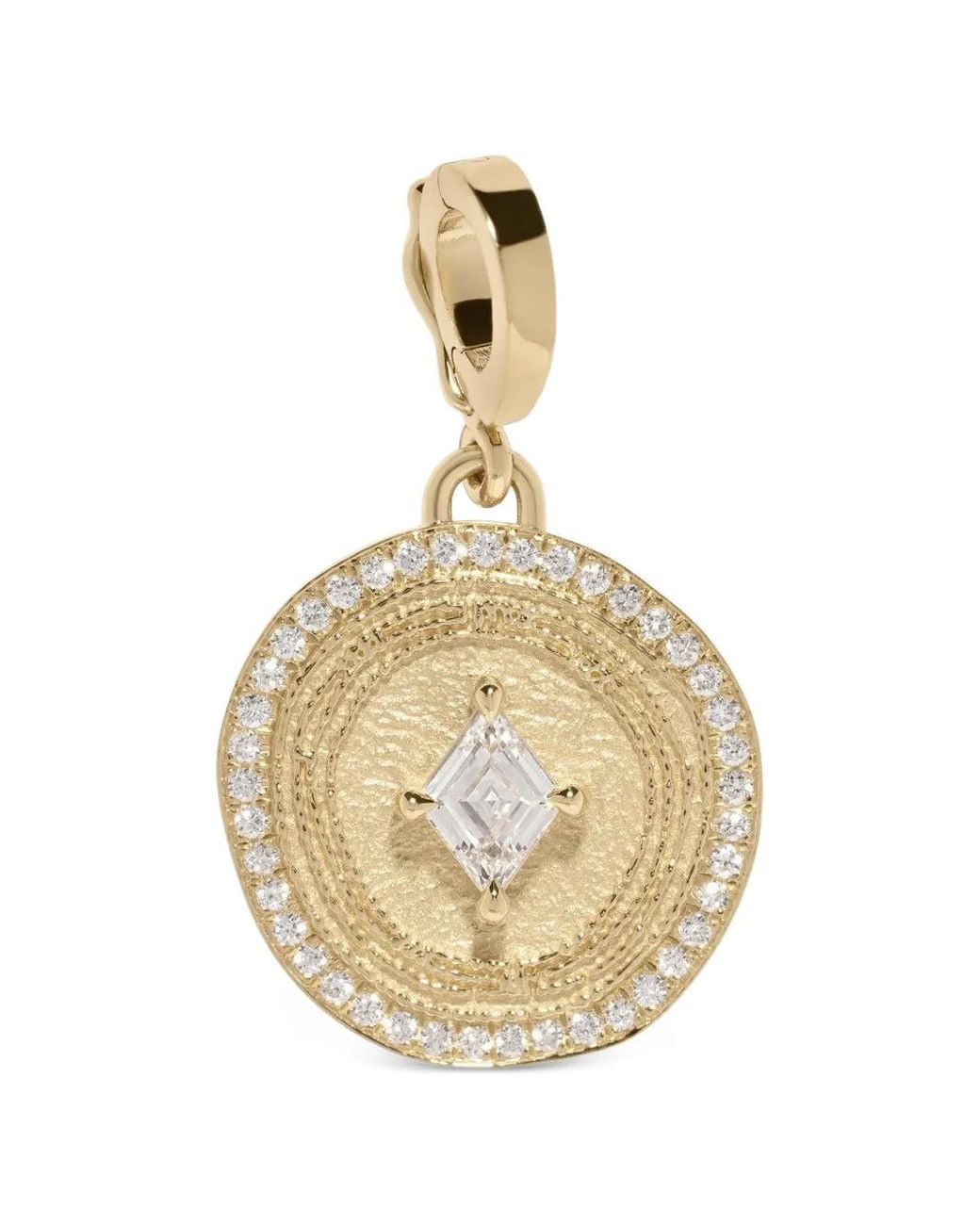 Azlee Metallic Coin-Motif Diamond Pendant