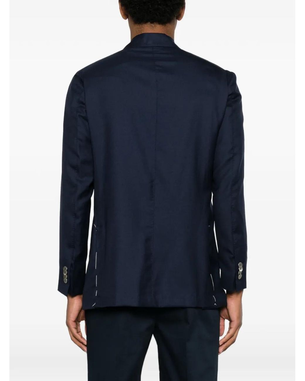 Sartorio Napoli Blue Double-Breasted Wool Blazer for men